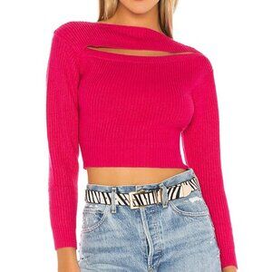 Superdown Tina Hot Pink Cut-Out Cropped Sweater. Size S.